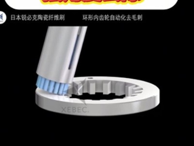 不銹鋼齒輪上毛刺，銳必克表面研磨刷擺角度去除