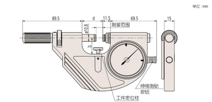 日本三豐快速杠桿卡規523-121尺寸圖 